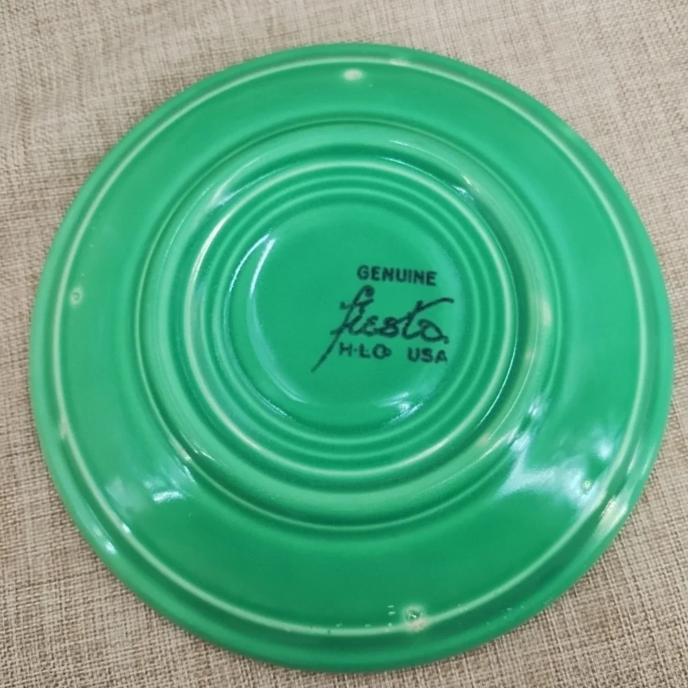 Vintage Pre 1972 Fiesta Light Green Chartreuse Saucers Lot of 2 Fiestaware VG
